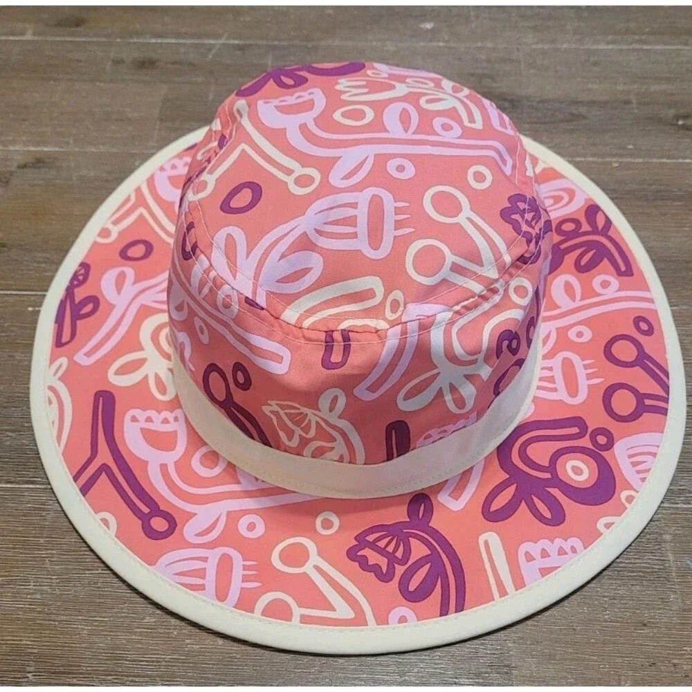 Youth Girls Columbia Pastel Flowers Bucket Boonie Hat Sun Cap With Strap